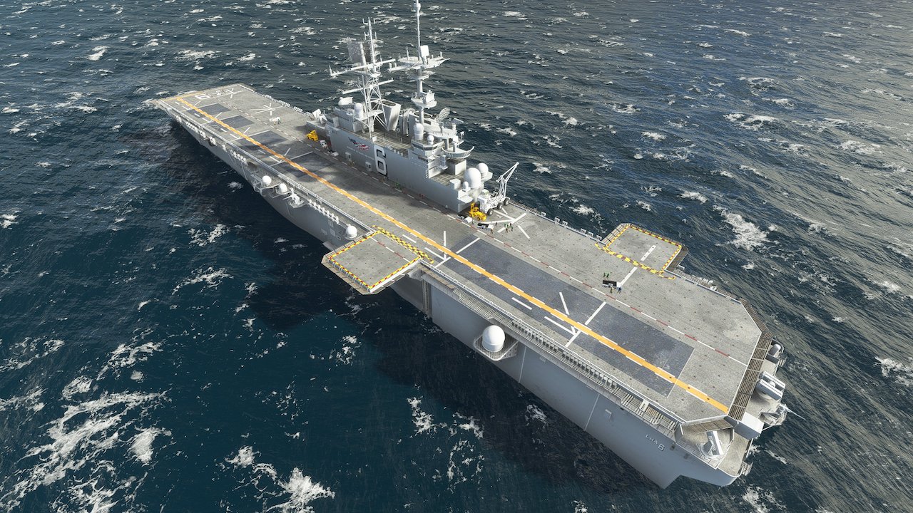 Универсальные десантные корабли America-Class LHA в Microsoft Flight Simulator.