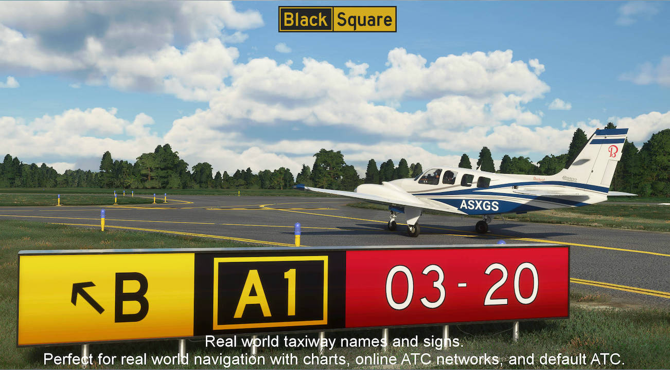 Black Square Real Taxiways Europe — скриншоты реалистичных рулёжных дорожек в MSFS