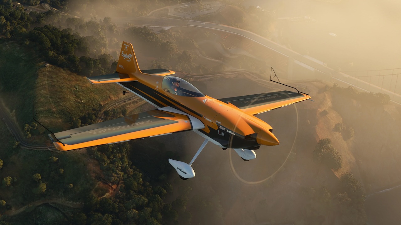 f7 Simulations Eagle S100 в полёте над горами в Microsoft Flight Simulator